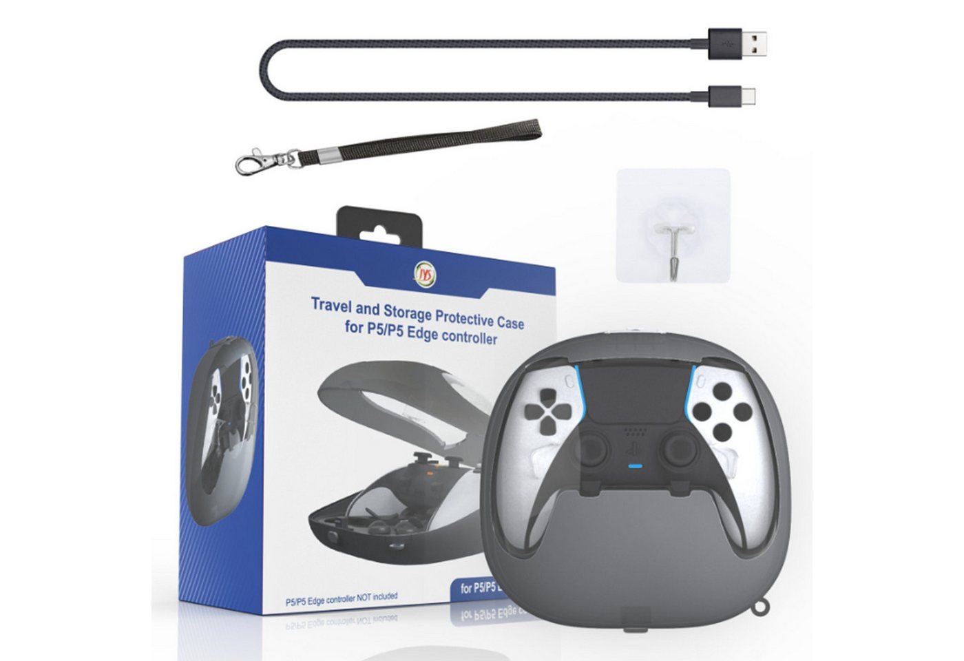 feinlux Controllertasche PS5-Aufbewahrungsbox,wiederaufladbar (Set, 1 x Controller-Aufbewahrungsbox, 1 x Ladekabel, 1 x Umhängeband), Wasserfest und verschleißfest, robust und langlebig Bild 3