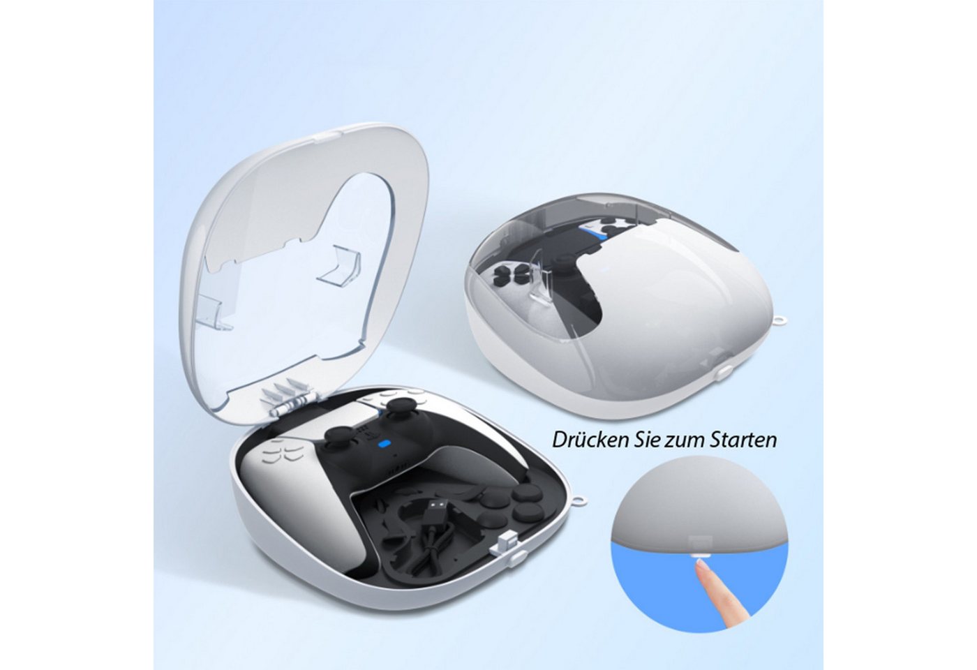 feinlux Controllertasche PS5-Aufbewahrungsbox,wiederaufladbar (Set, 1 x Controller-Aufbewahrungsbox, 1 x Ladekabel, 1 x Umhängeband), Wasserfest und verschleißfest, robust und langlebig Bild 4