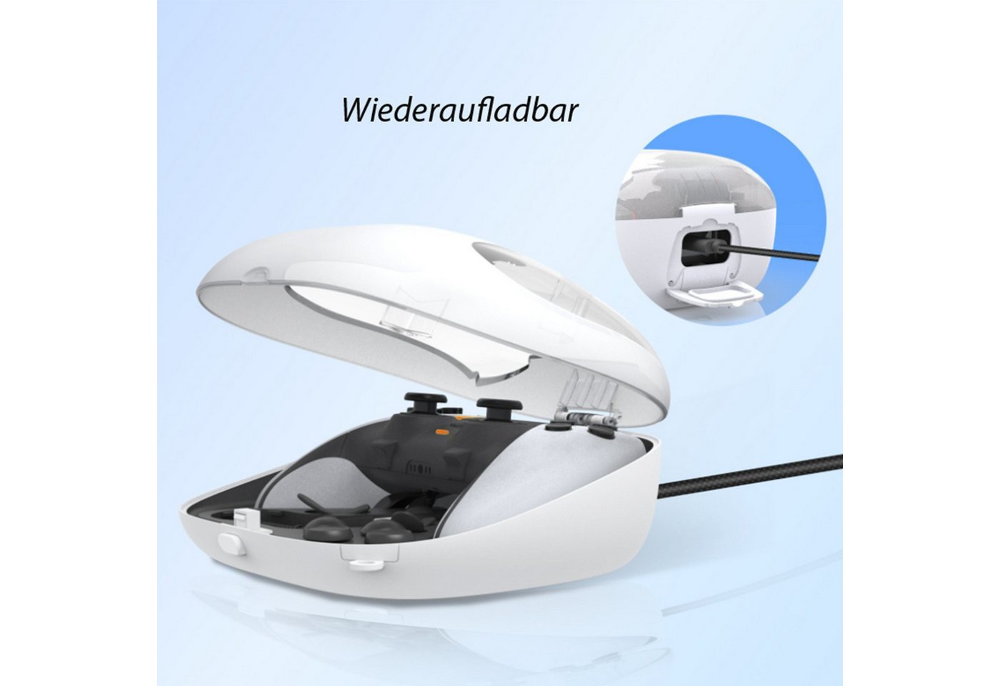feinlux Controllertasche PS5-Aufbewahrungsbox,wiederaufladbar (Set, 1 x Controller-Aufbewahrungsbox, 1 x Ladekabel, 1 x Umhängeband), Wasserfest und verschleißfest, robust und langlebig Bild 5