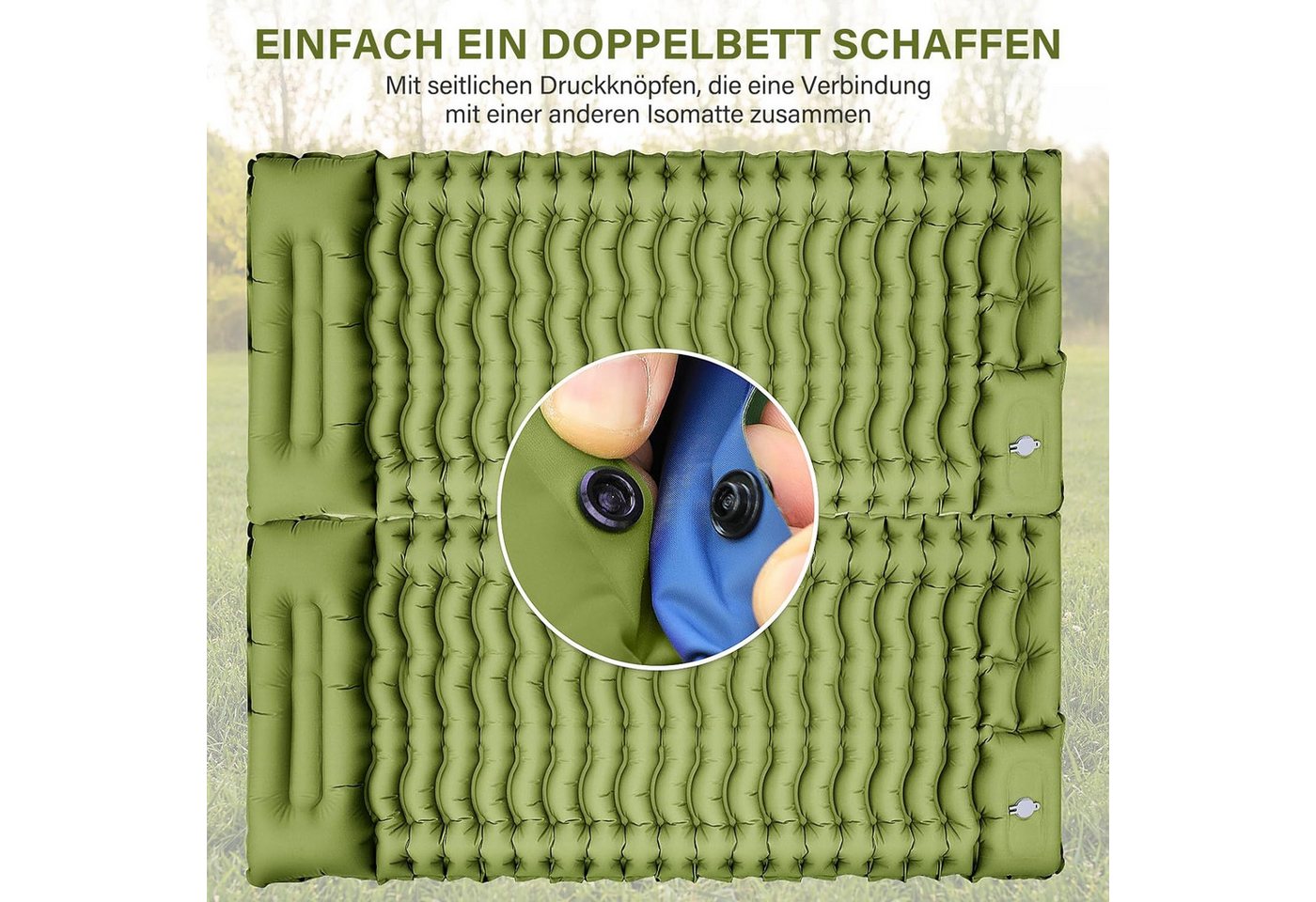 feinlux Isomatte Camping Isomatte Selbstaufblasend, (packung, Camping Isomatte Selbstaufblasend), Kleines Packmass Camping Matratze Kompakte und Leichte für Outdoor Bild 2