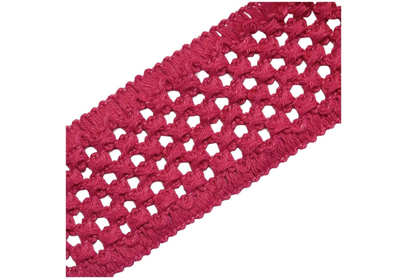 maDDma Spitzenband Elastisches Baumwollband Klöppeloptik ab 1mx45mm Schrägband Meterware, magenta