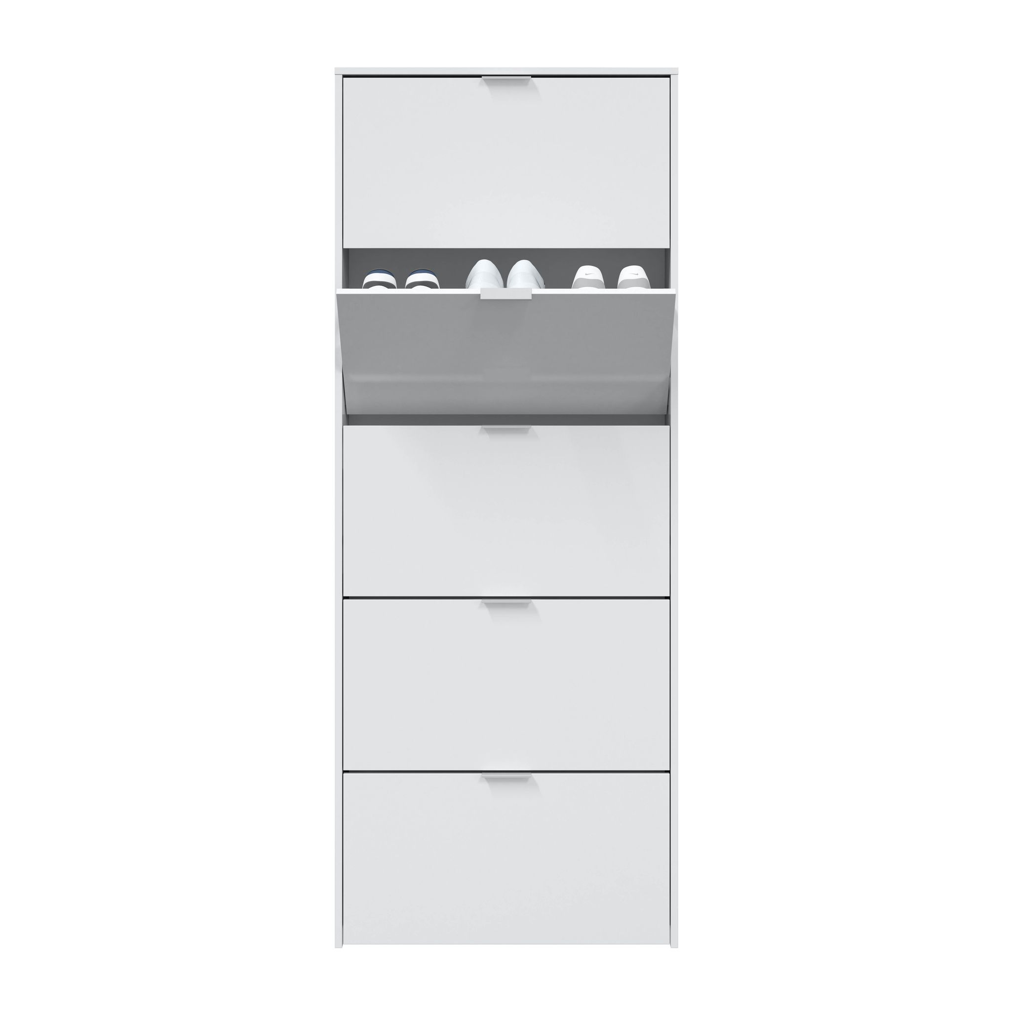 Schuhschrank - Weiß Hochglanz, 17x70x180 Cm