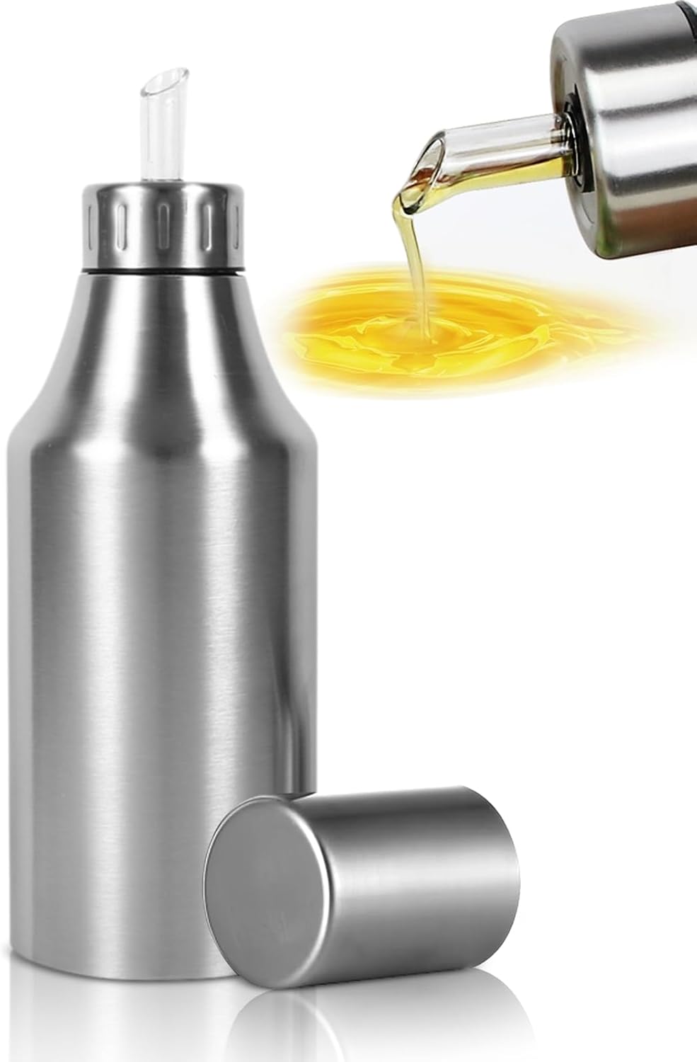 500-ml-olivenölspender, Öl- Und Essigflasche, Edelstahl-ölflasche Mit Tropffreiem Ausgießer Für Öl Und Essig