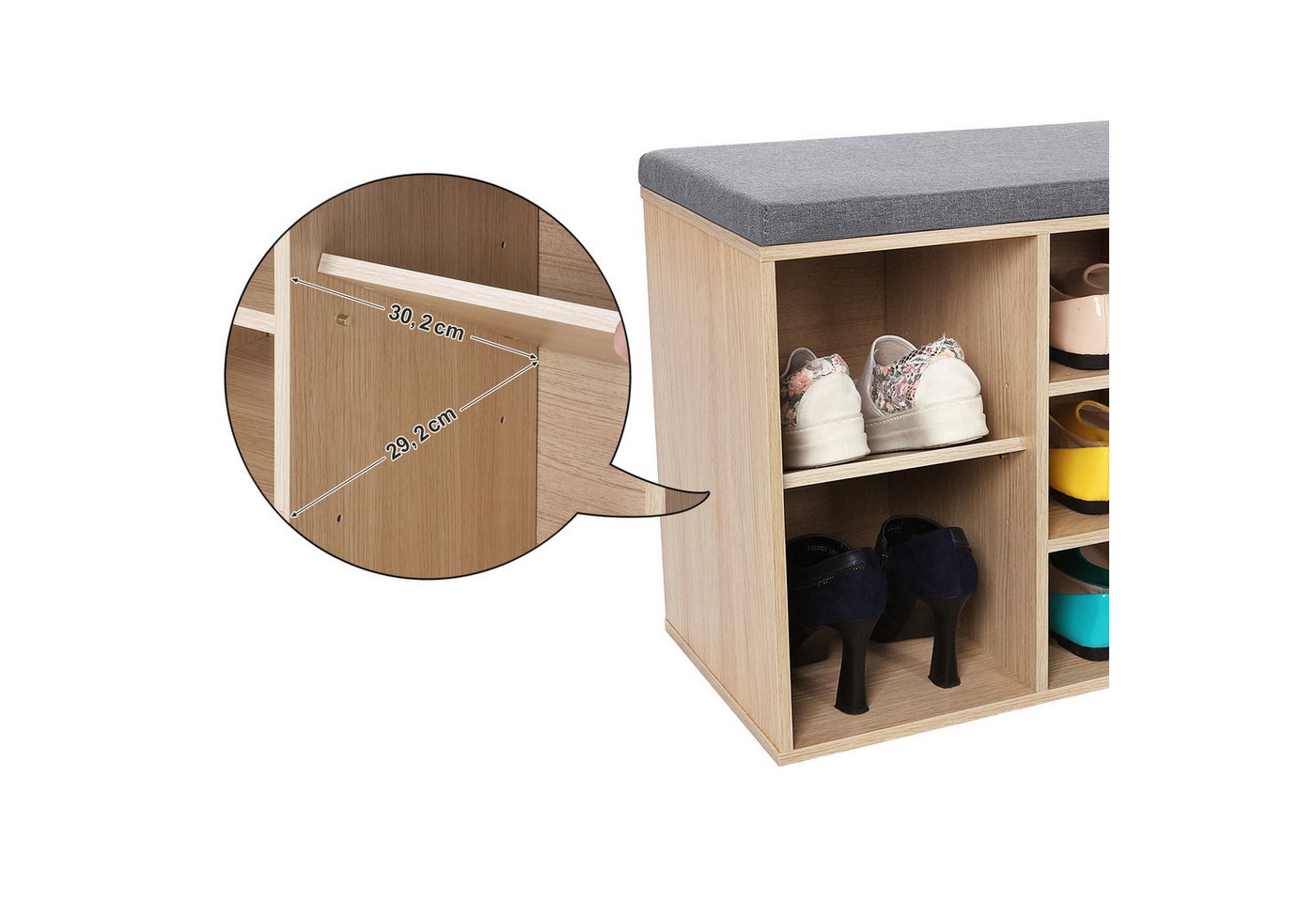 Schuhbank Mit 10 Nischen Holzdekor - L104 Cm Bild 4