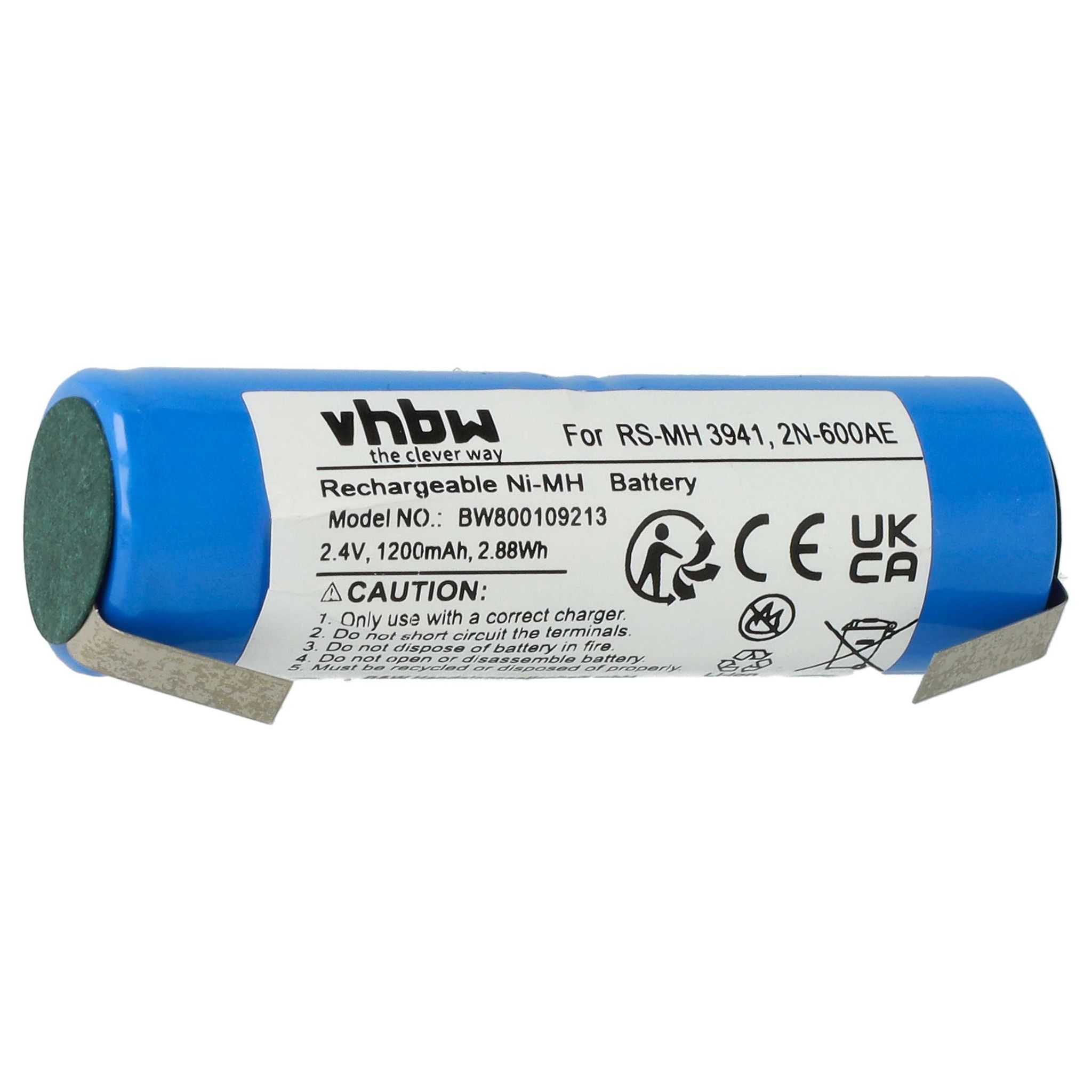 Vhbw - Akku Ersatz Für 2n-600ae, Cd 9s-rwt05, Rs-mh 3941, S18.500, 4717, 1103425149 Für Elektrische Zahnbürste (1200mah, 2,4v, Nimh)