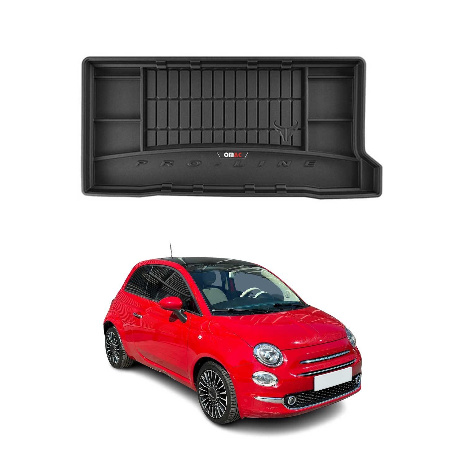 Omac Gummi Kofferraumwanne Für Fiat 500 2007-2026 Tpe Laderaumwanne Schwarz
