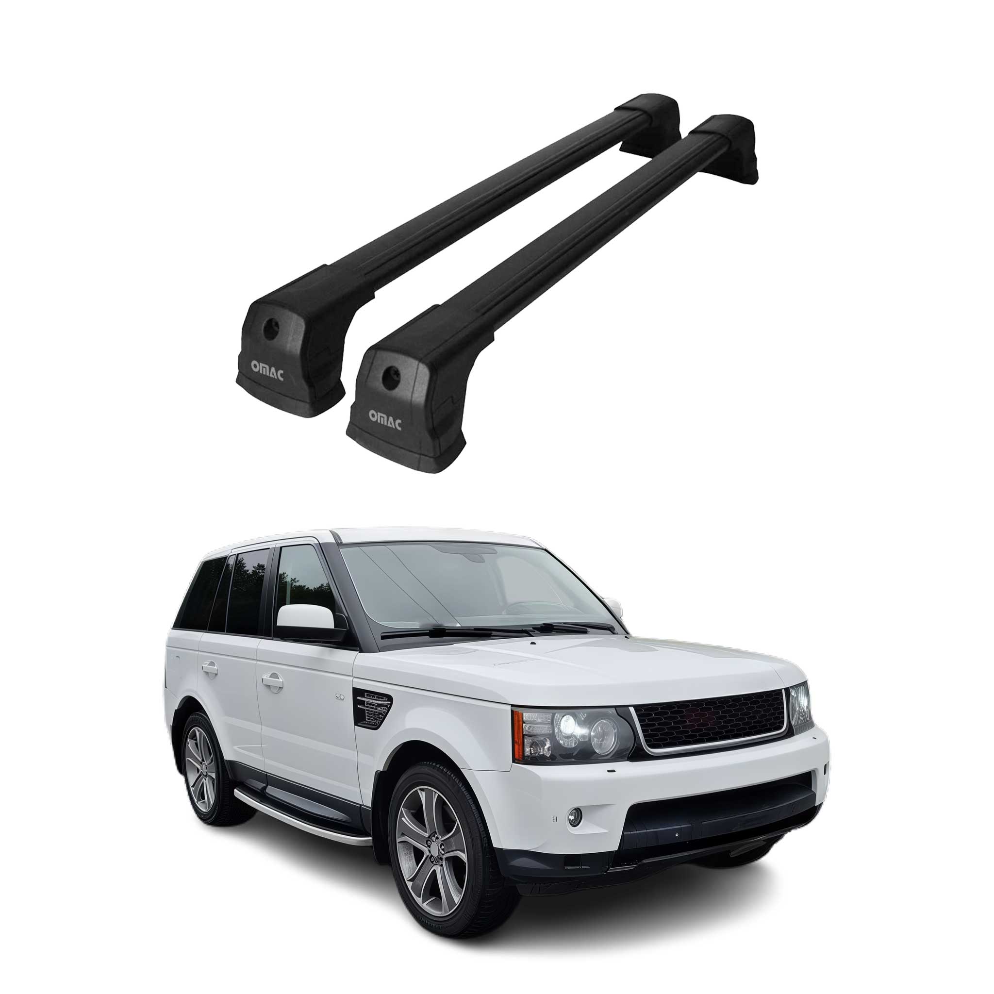 Omac Dachträger Querträger Kompatibel Mit Land Rover Range Rover Sport L320 2006-2013 – 2 Stangen – Abschließbar – Aluminium Schwarz