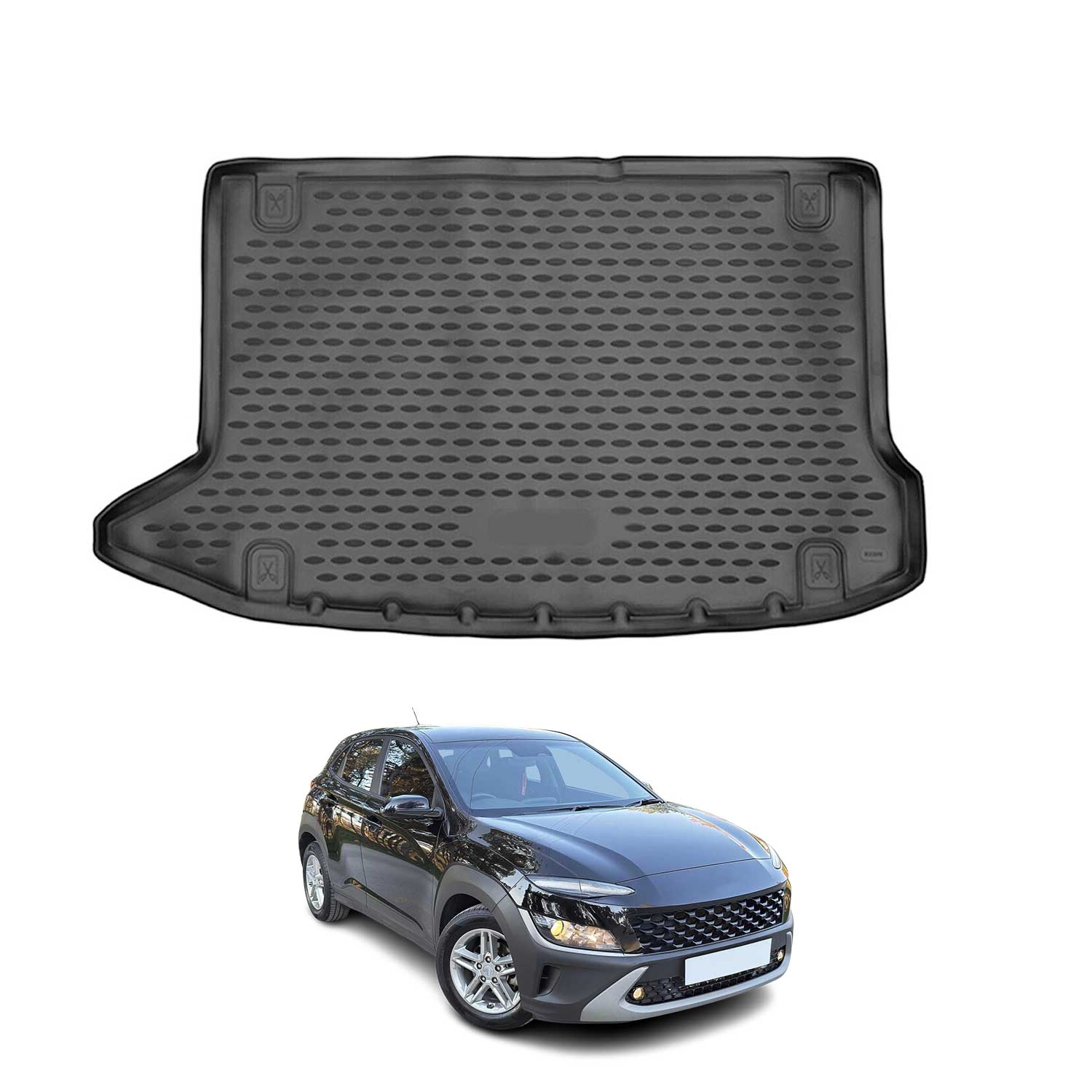 Omac Gummi Kofferraumwanne Für Hyundai Kona 2017-2024 Tpe Schwarz