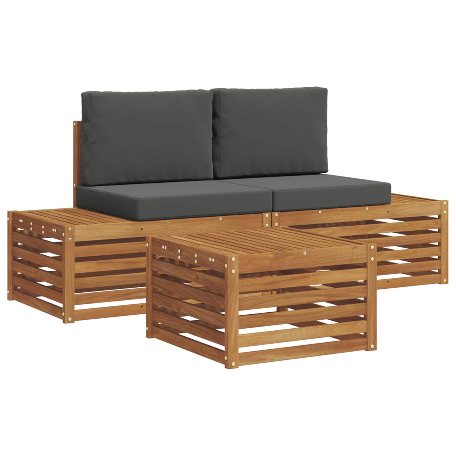 Maison Exclusive - Outdoor-sofagarnitur Natur Und Anthrazit 59 X