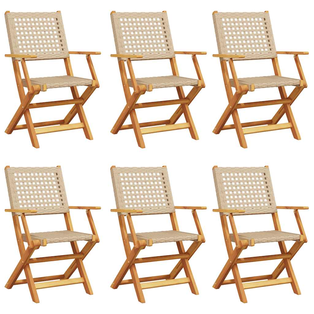 Maison Exclusive - Klappstühle, 6 Stück, Beige, Polyrattan Und Ma