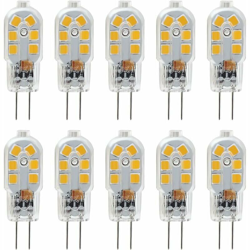 G4 Led-lampe 12 V, 2 W Entspricht 20 W Halogenlampe, Kein Flimmern, 200 Lm, Warmweiß 3000 K, 360° Abstrahlwinkel, Nicht Dimmbar, 10er-pack
