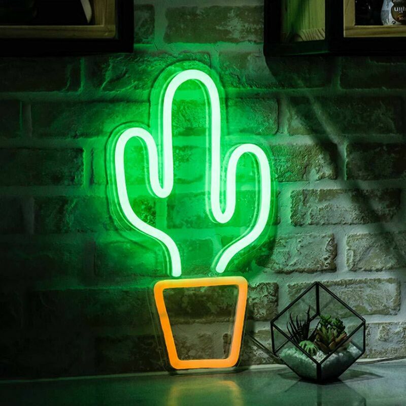 Led-neonlichtschild, Kaktus-nachtlichter, Usb-betrieben, Dekoratives Festzelt-schild Für Bar, Kneipe, Geschäft, Club, Garage, Zuhause, Party-dekoration (kaktus)