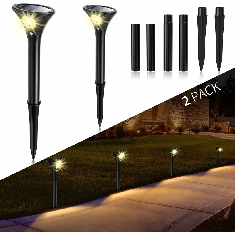 Soekavia Außen-solarleuchte Mit Wasserdichtem Bewegungssensor, Verstellbare Kabellose Außen-solarleuchten, Warmweiße Led-sicherheitslampe, 2 Stück, Solarstrahler Für Garten, Weg, Terrasse (3000 K).