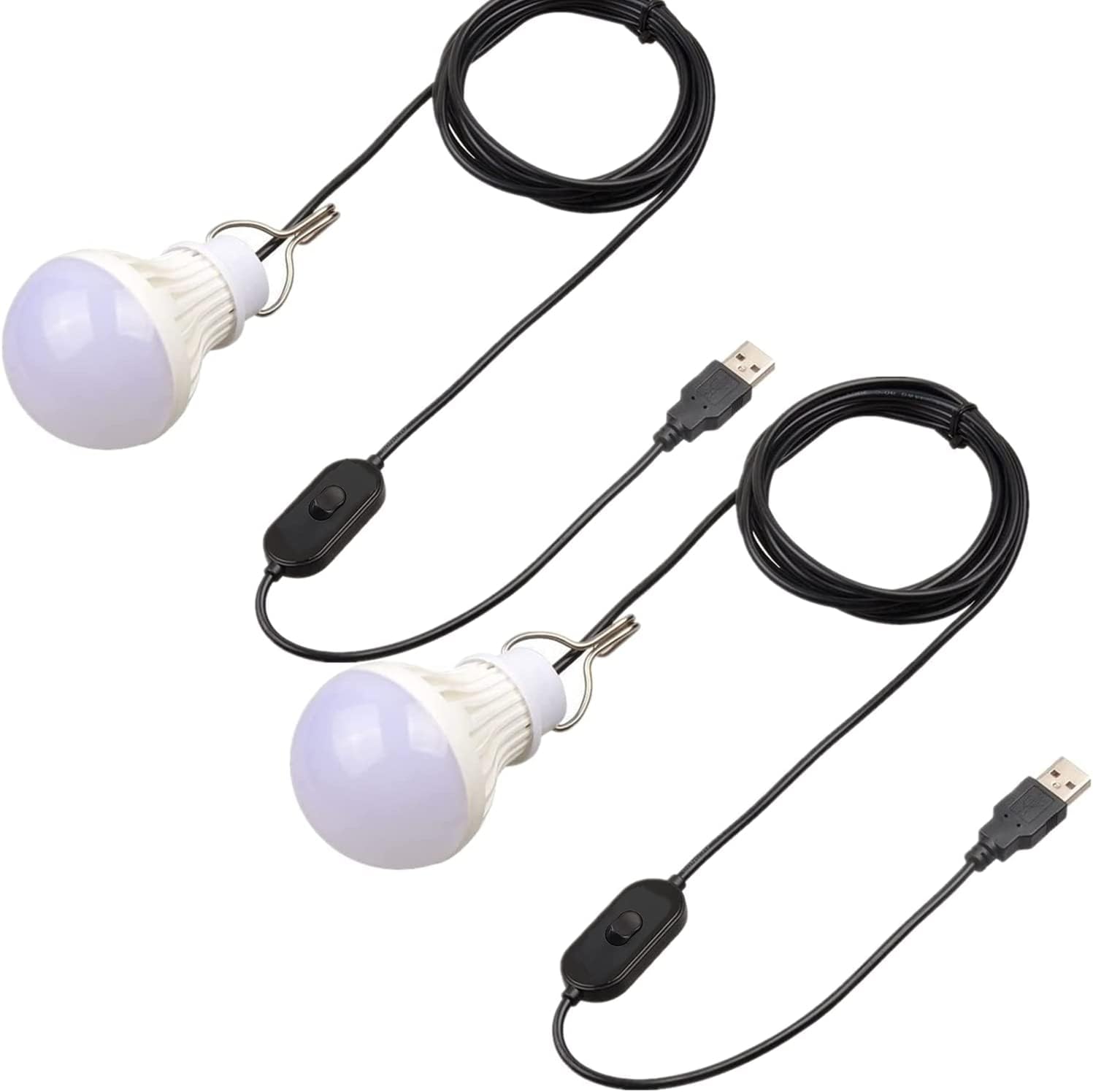Stück Usb-led-birne, 5 W, Usb-campinglampe, Weiß, Usb-campingzeltlampe Mit Hakenschalter Für Camping, Wandern, Angeln, Outdoor (warmweiß)