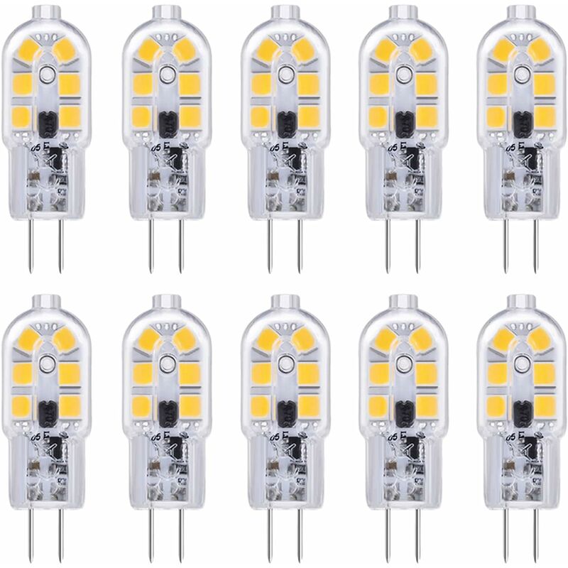G4-led-glühbirne, 12 V, 2 W, Kaltweiß 6000 K, 200 Lm, G4-bi-pin-halogen-äquivalent 10 W 20 W, Led-g4-lampe 12 V Ac/dc Für Wohnmobil, Auto/küchenhaube, Nicht Dimmbar, 10 Stück Guazhuni