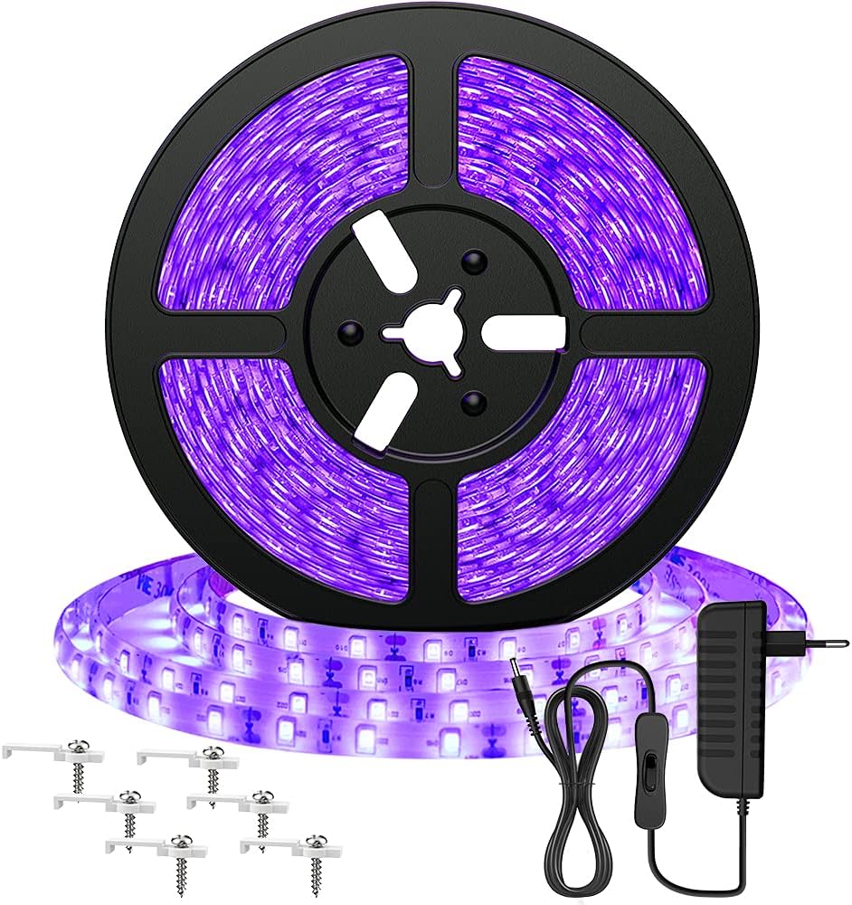 5 M Uv-led-streifen, Schwarzlicht-led-streifen, 12 V 2835 Violettes Led-lichtband, 300 Leds, Ultraviolette Atmosphärenbeleuchtung Für Halloween, Weihnachten, Dj-party, Disco, Körperbemalung, Fluoreszi