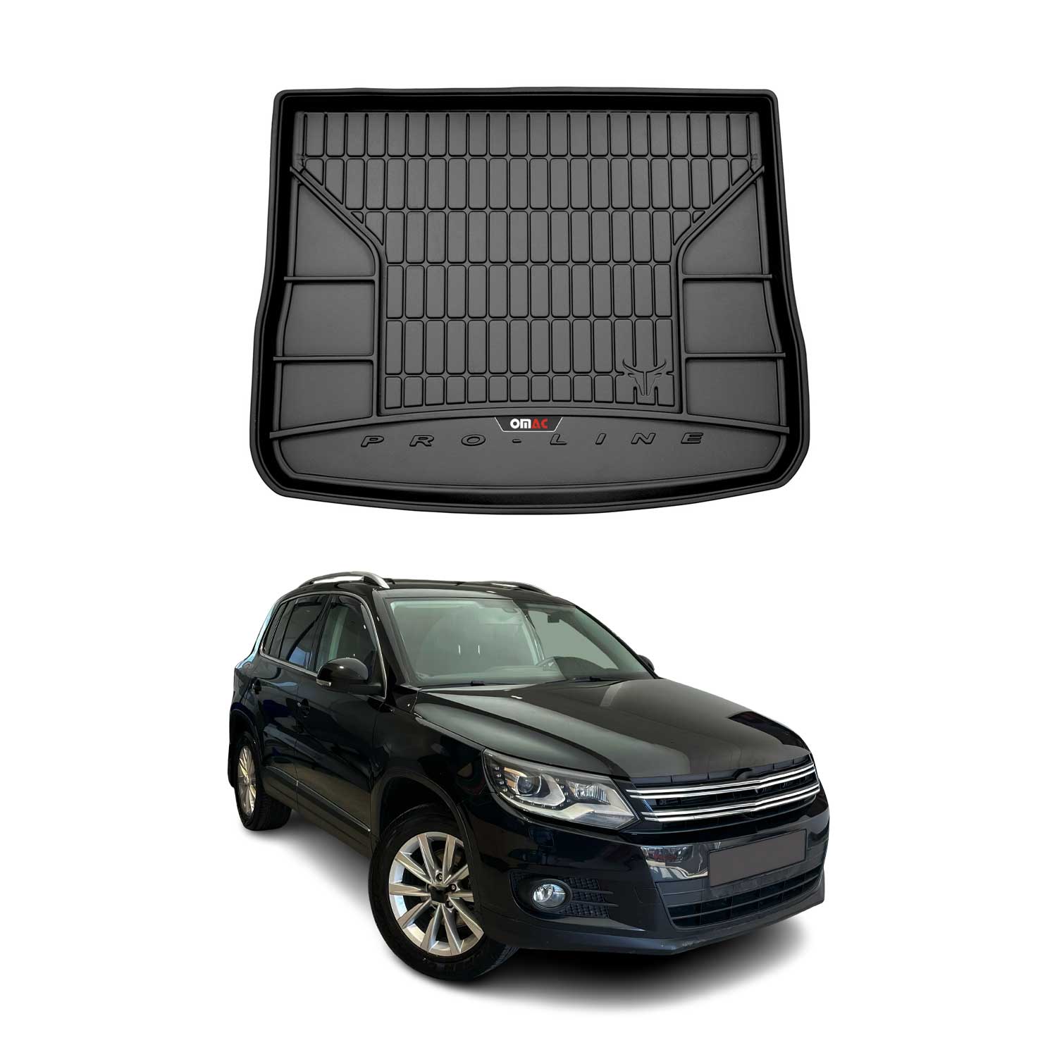 Omac Gummi Kofferraumwanne Kompatibel Mit Vw Tiguan 2007-2016 Tpe Laderaumwanne Schwarz