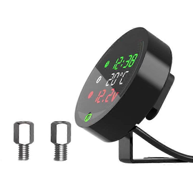 5-in-1 Motorrad-wassertemperaturmesser, Usb-aufladbar, Zeit-voltmeter, Led-nachtsichtgerät Mit Temperatursensor