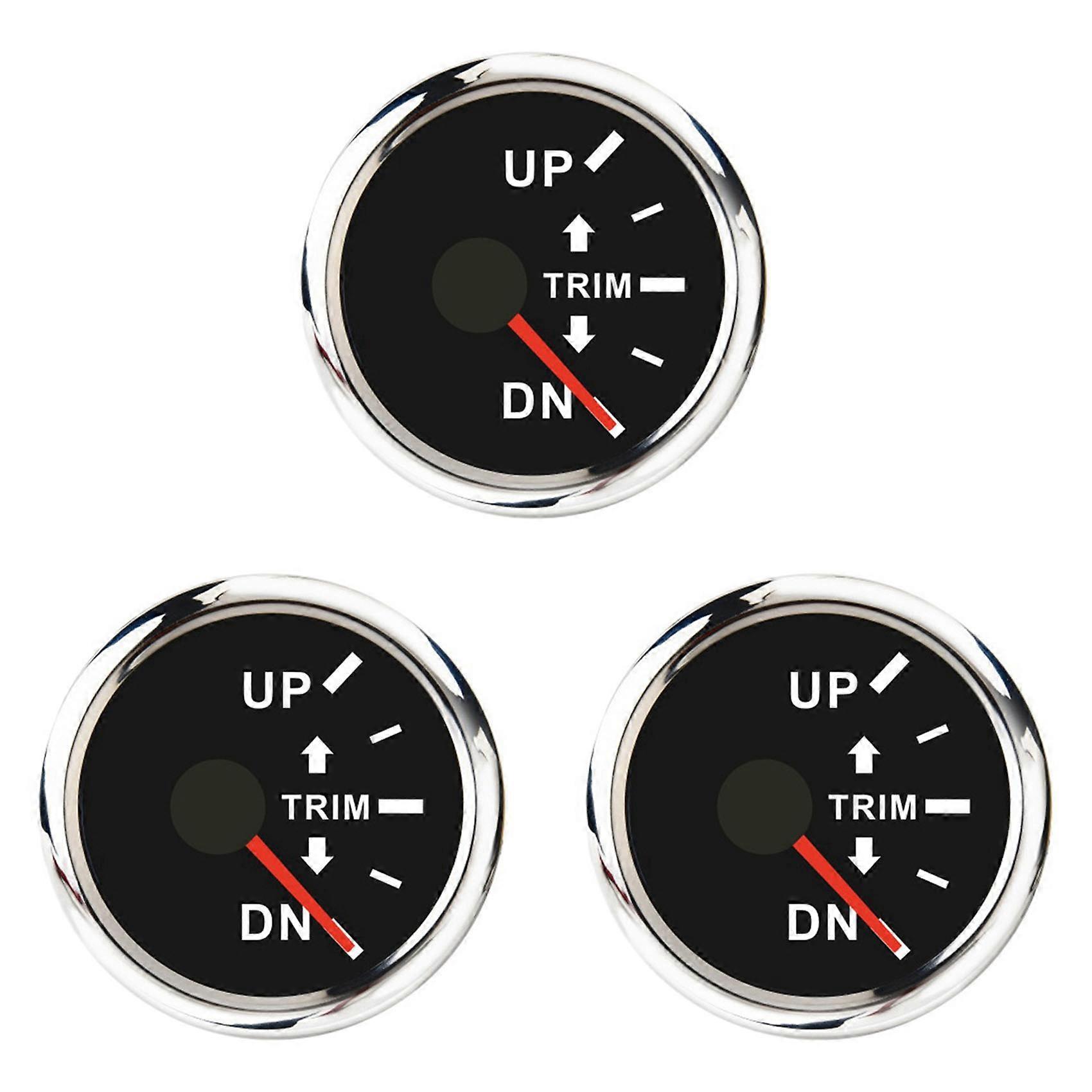 3x 52mm Digitale Marine-trimm-anzeige, Universelles Balance-signal, Trimm-meter-anzeige, Rote Hintergrundbeleuchtung Mit Alarm, Schwarz, Rechts