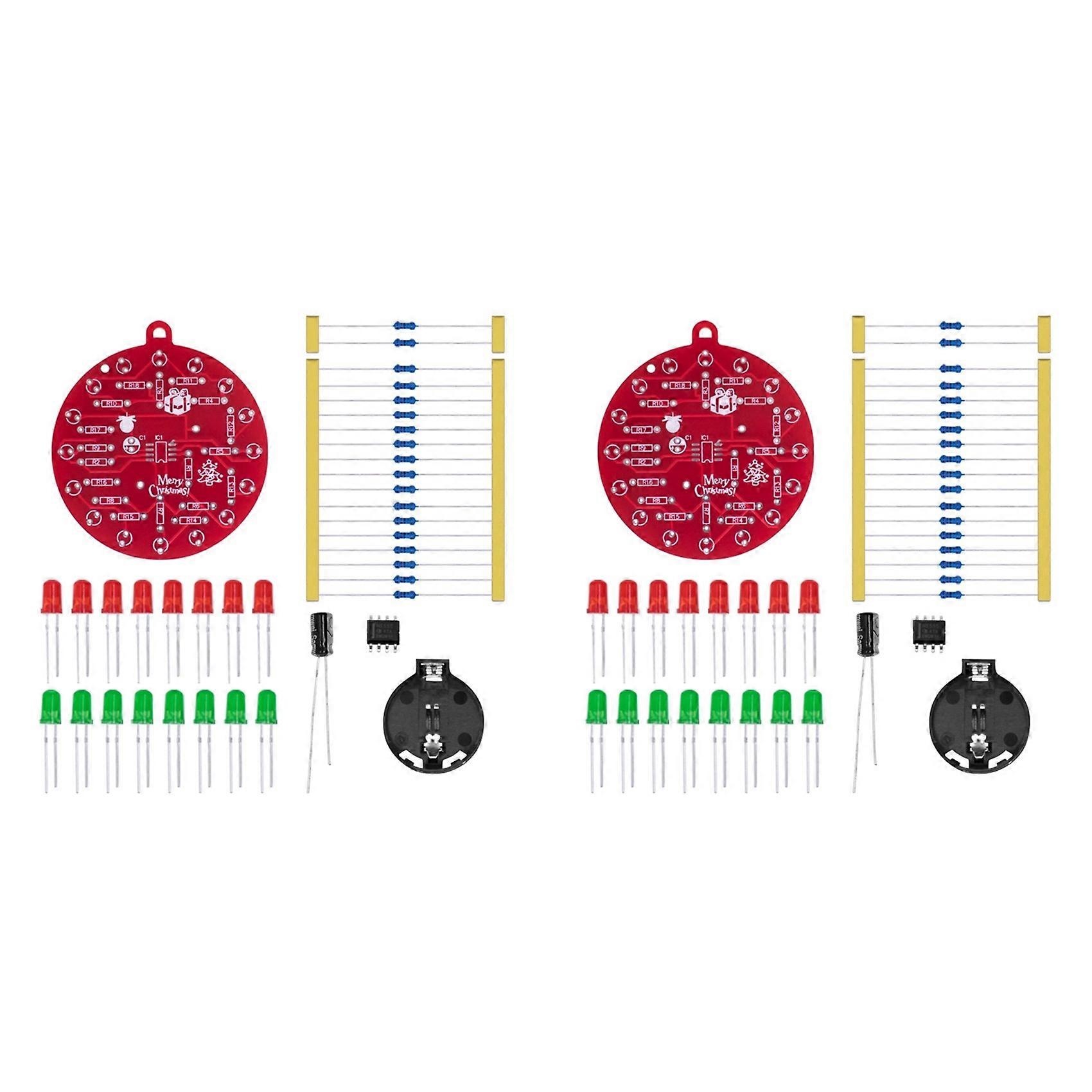 2x Ne555 Led-weihnachtsbaum-blink-pcb-löt-diy-kit, Rot-grün Blinkendes Licht, Lötübungsplatine