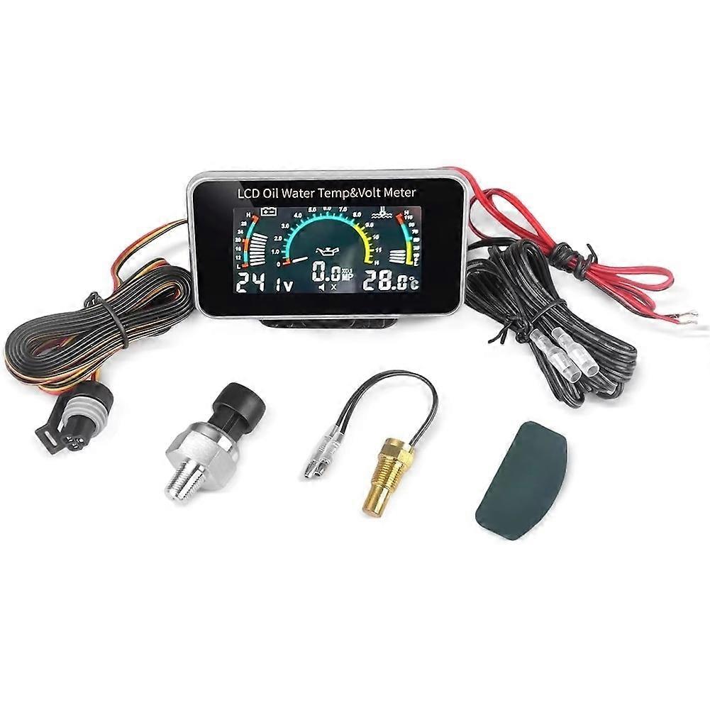 3-in-1-lcd-digitalanzeige Für Autos: Voltmeter/öldruck/wassertemperatur, Universelles Multifunktions-lcd-display Für Pkw Und Lkw.