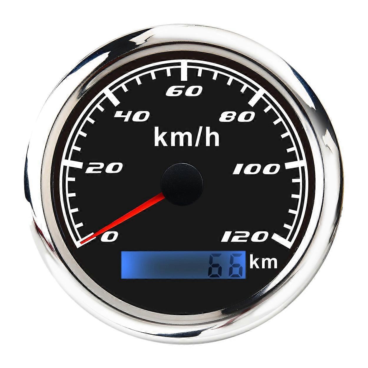 Universeller Tachometer 12v/24v, Kilometerzähler 85mm, 120km/h, Lcd-anzeige, Betriebsstundenzähler, Drehzahlmesser Mit Hintergrundbeleuchtung Für Boote, Autos Und Motorräder, Schwarz