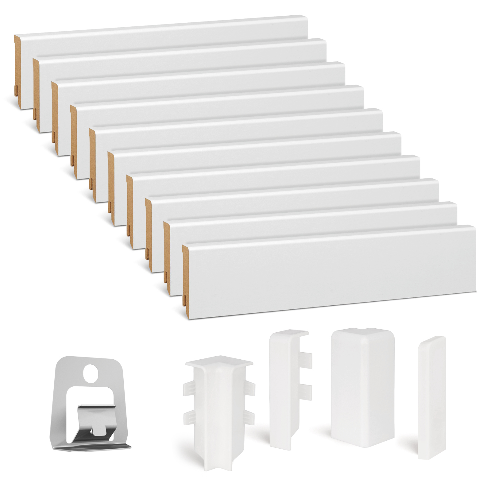 Kgm Sockelleisten-set Weiß Mdf 16 X 58 X 2400 Mm - 10 Stück