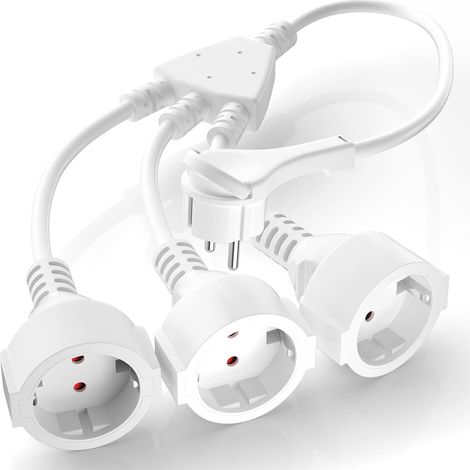 Doppelte Steckdosenleiste, Schutzart Ip44, Mit 3 Schuko-steckdosen, Schutzkontakt, 3 X 1,5 Mm², 250 V/16 A, Gummikabel Für Den Einsatz In Haushalt Und Küche, Weiß