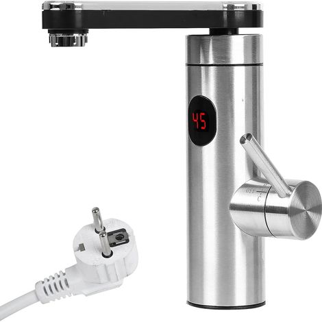 Elektrische Warmwasserarmatur, 220 V, 3300 W, Edelstahl 304, Direkter Warmwasserauslauf, 360° Schwenkbar, Küchenarmatur, Led-temperaturanzeige, Einhandbedienung Für Küche Und Bad