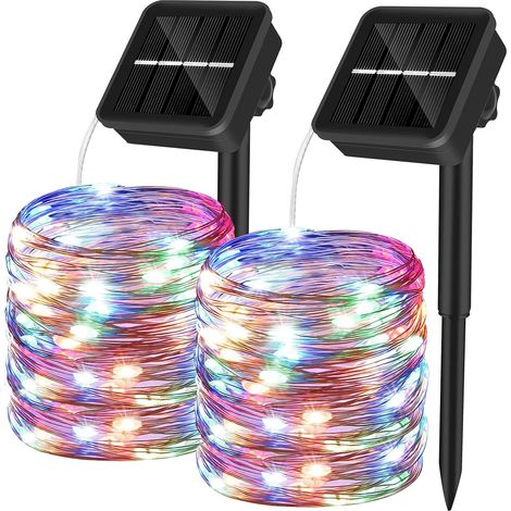 12 M Lange Led-solar-gartenleuchte Mit 100 Stück, Kupferdraht, 8 Verschiedene Muster, Für Partys, Garten Und Hochzeitsdekoration (2 Stück)