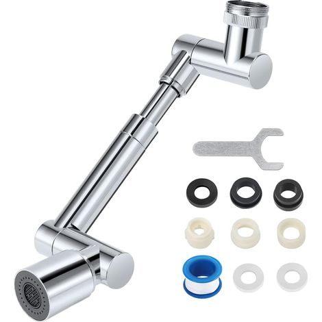 360° Drehbare Armaturverlängerung – 1440°-drehung – 2 Strahlarten – Kupfer Und Edelstahl – Einfache Installation