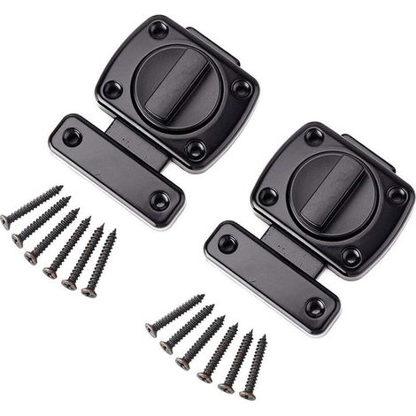 Set Mit 2 Drehbaren Türriegeln, Sicherheitsriegeln, Schwarz