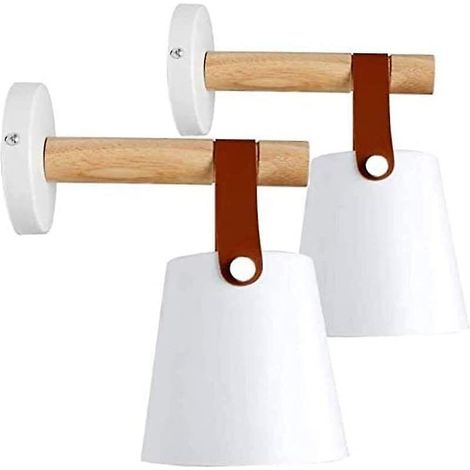 2er-set Moderne E27-wandleuchten, Metall-optik, Schmiedeeisen, Holz, Gürtel, Industrie-beleuchtung (leuchtmittel Nicht Enthalten), Weiß