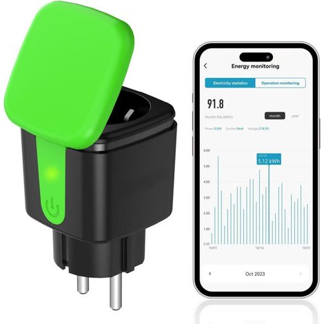 Wlan-außensteckdose Mit Energieverbrauchsüberwachung – Wasserdicht (ip44) – Kompatibel Mit Alexa Und Google Assistant – Steuerung Per App