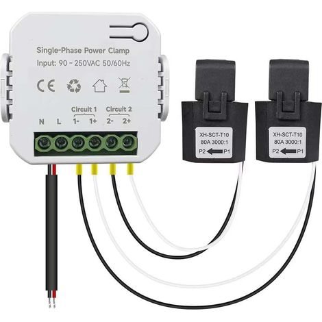 80a Wlan-energiemonitor – Echtzeit-kwh-verbrauchszähler – 2 Stromwandlerklemmen Für Statistische Auswertung – Tuya Smart Life App
