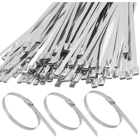200 Selbstsichernde Edelstahl-befestigungselemente, Metallclips, Schlauchschellen, Rohrschellen (4,6 X 400 Mm, Silber)
