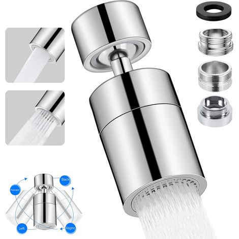 360° Drehbarer Wasserhahn-auslauf – Verchromter Luftsprudler Mit 2 Durchflussmodi – Wasserersparnis Von 30 % Bis 70 % – Kompatibel Mit M22/m24
