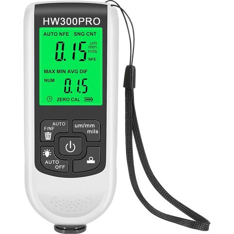 Lackdickenmessgerät Für Autos, Metallbeschichtungsdickenmessgerät 0-2000 Μm Fe & Nfe Sondenmessgerät (weiß)