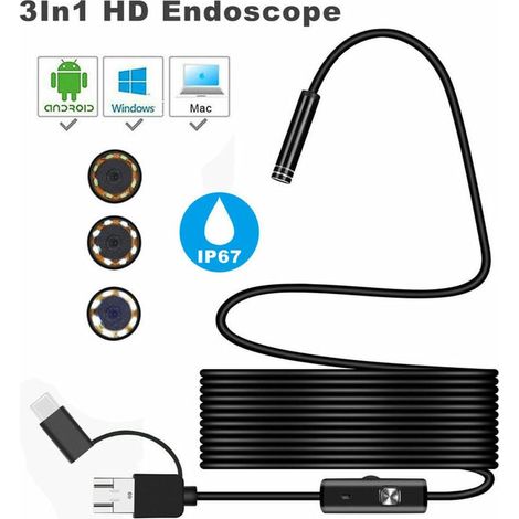 3-in-1 Android Usb Typ-c Endoskop Inspektion 7mm Kamera 6 Led Hd Led-beleuchtung
