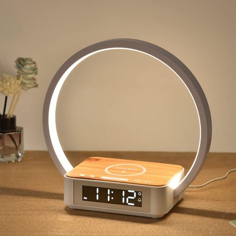 – 10-w-nachttischlampe Mit Touch-steuerung – Intelligenter Lichtwecker – Kabelloses Schnellladegerät – 3 Helligkeitsstufen Für Schlaf- Und Wohnzimmer