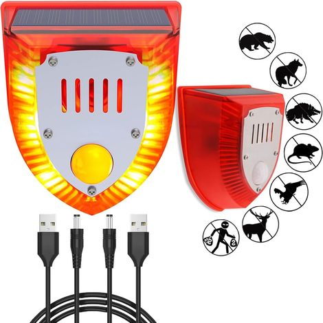 100 Db Solar-alarmleuchte, Led-solar-sicherheitsleuchte Mit Bewegungsmelder, Außensirene, Rotes Blinklicht, Wasserdicht Für Lagerhallen Und Landwirtschaftliche Betriebe (1 Stück)