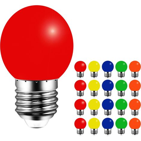 20er-packung E27 3w Led-golfballlampen In Verschiedenen Farben, 220 V Wechselstrom, Nicht Dimmbar, Mit Kunststoffabdeckung, Lichterkette Für Den Innen- Und Außenbereich Zur Dekoration Von Partys, Bars