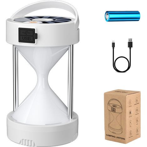 Wiederaufladbare Solar-campinglaterne, 1800-mah-akku-betriebene Led-taschenlampe, Wanderlampe, Solarleuchte Für Den Außenbereich, Zeltlampe Für Camping/angeln/stromausfall, Weiß