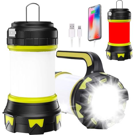 Wiederaufladbare, Tragbare Laterne, 1000 Lumen – 4000-mah-akku – Wasserdicht (ipx4) – 6 Leuchtmodi – Usb-aufladbar