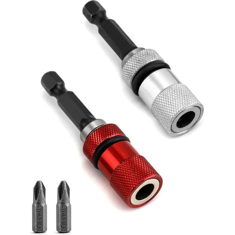 1/4" Magnetischer Bithalter – 2er-pack Mit Tiefenanschlag – Chrom-vanadium-stahl – Präzises Verschrauben In Gipskartonwänden