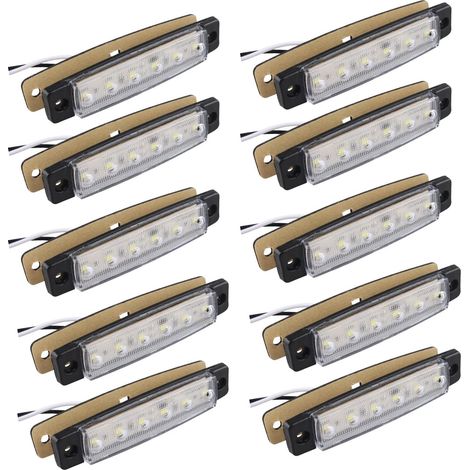 10er-pack 12-v-seitenmarkierungsleuchten – 6 Wasserdichte Smd-leds – Abmessungen: 98 X 20 X 10 Mm – Kabellänge: 248 Mm, Geeignet Für Anhänger Und Lkw – 10 Stück