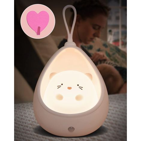 Moxtoyu Niedliches Katzen-nachtlicht Für Kinder, Baby-nachtlicht Mit Sensor, Wiederaufladbares Kinder-nachtlicht Mit Haken, Warmweißes Led-nachtlicht