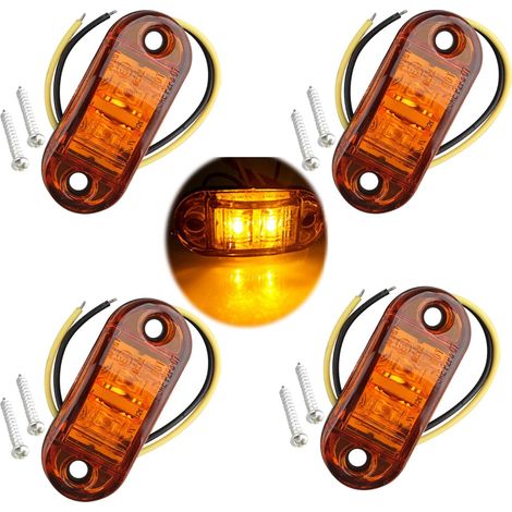4 Stück Ip65 12v/24v Ovale Led-seitenlogo-leuchten, Vordere Und Hintere Positionsanzeiger, Universell Für Lkw, Anhänger, Transporter, Wohnwagen Und Busse, Bernsteinfarben