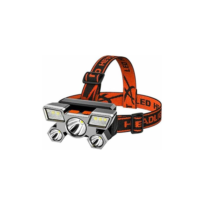 Wiederaufladbare Stirnlampe, 7-led-taschenlampe, Usb-aufladbar, Superhell, 4 Leuchtmodi, Wasserdicht, Für Notfälle Im Freien, Orange