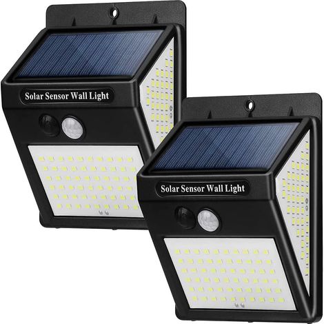 Solar-außenleuchte Mit Bewegungsmelder, 3 Modi, Wasserdicht (ip65), [2 Packungen Mit Je 144 Leds] Kabellos